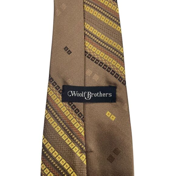 Vintage Woolf Brothers Countess Mara Tie Brown Black Yellow, Preowned - Picture 2 of 7